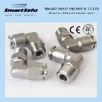 304/316 نیومیٹک فٹنگ سٹینلیس اسٹیل نر کہنی میں فوری دھکا